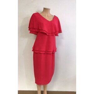 Vintage Ann Hobbs Cattiva Midi Dress Tiered Ruffle Chiffon Womens 6